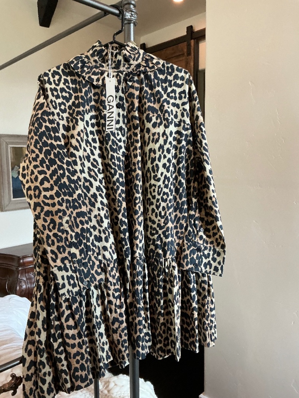 Ganni Cotton Leopard Print Dress